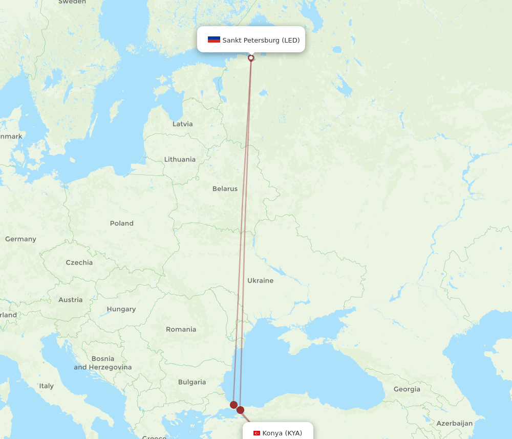 LED-KYA flight routes