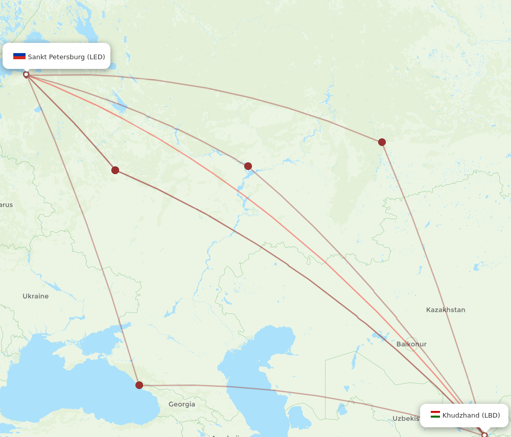 LED to LBD flights and routes map