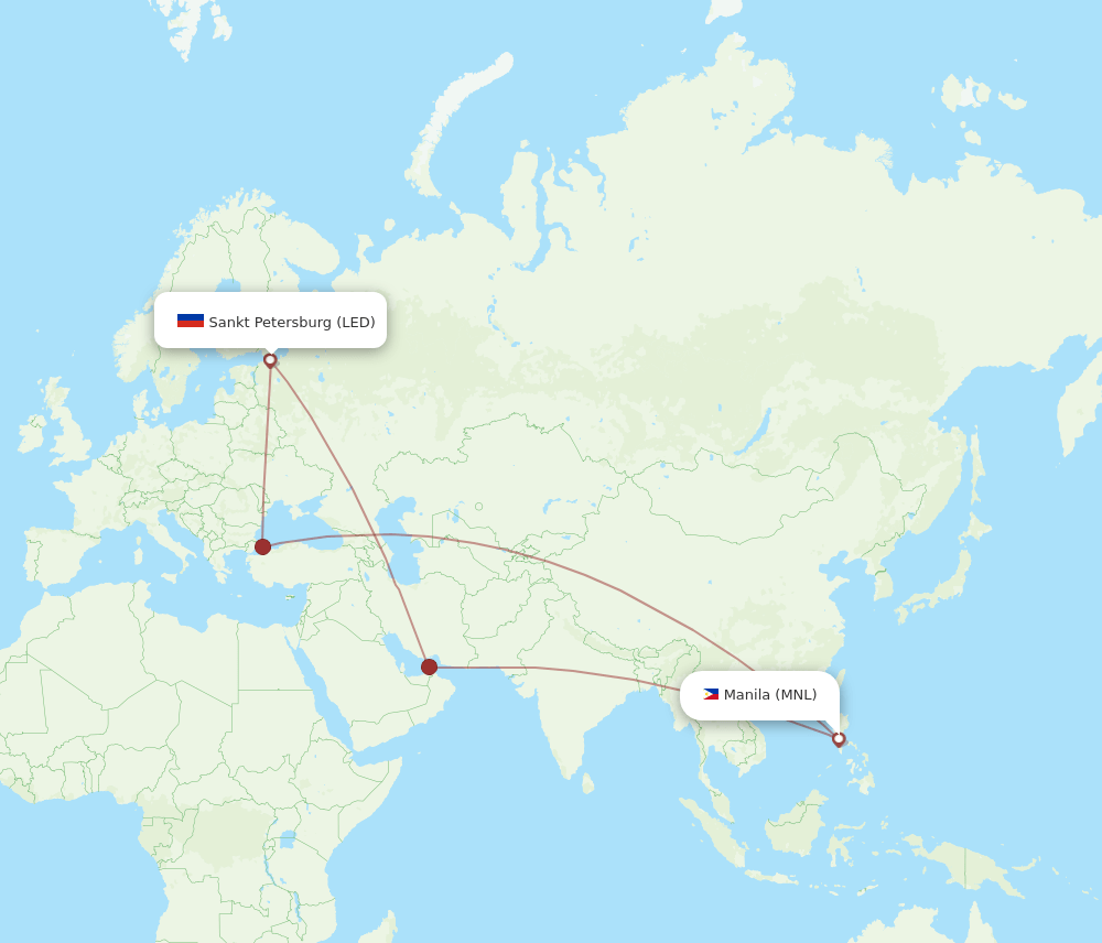 LED-MNL flight routes