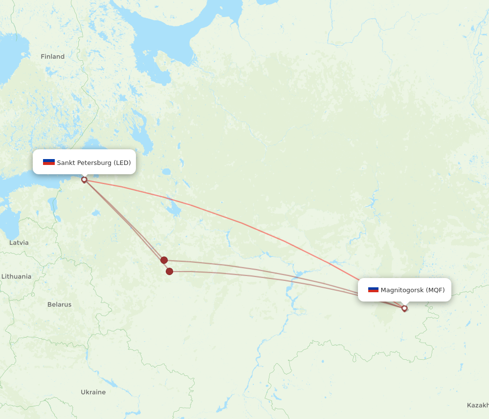 LED to MQF flights and routes map