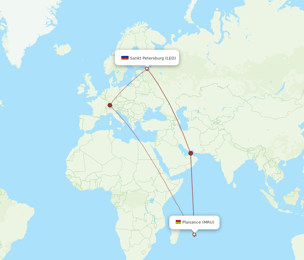 LED-MRU flight routes