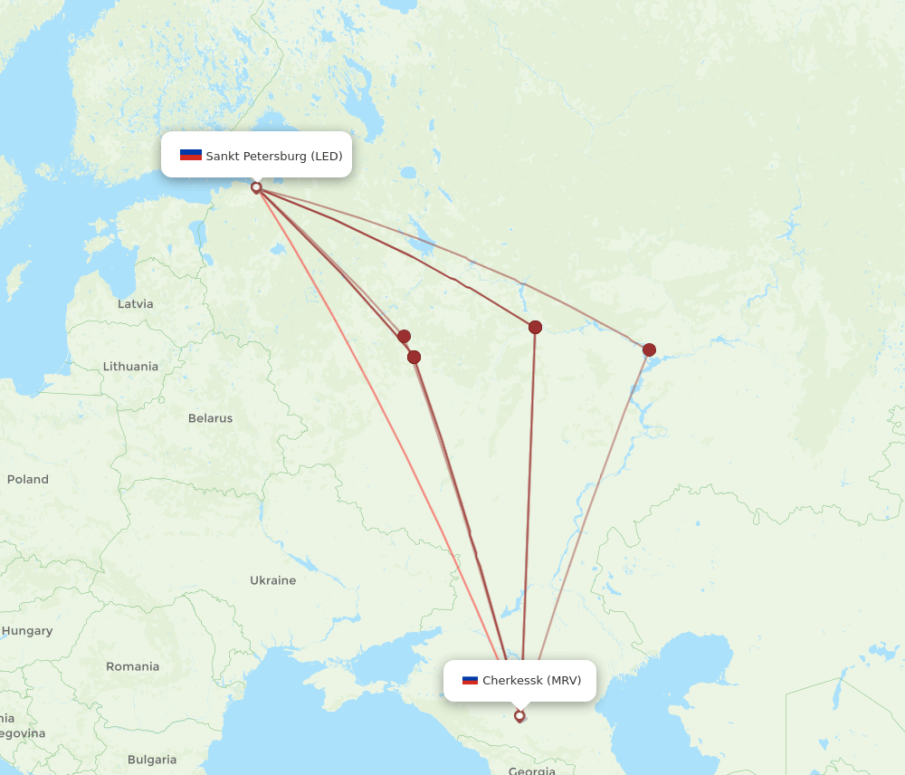 LED to MRV flights and routes map