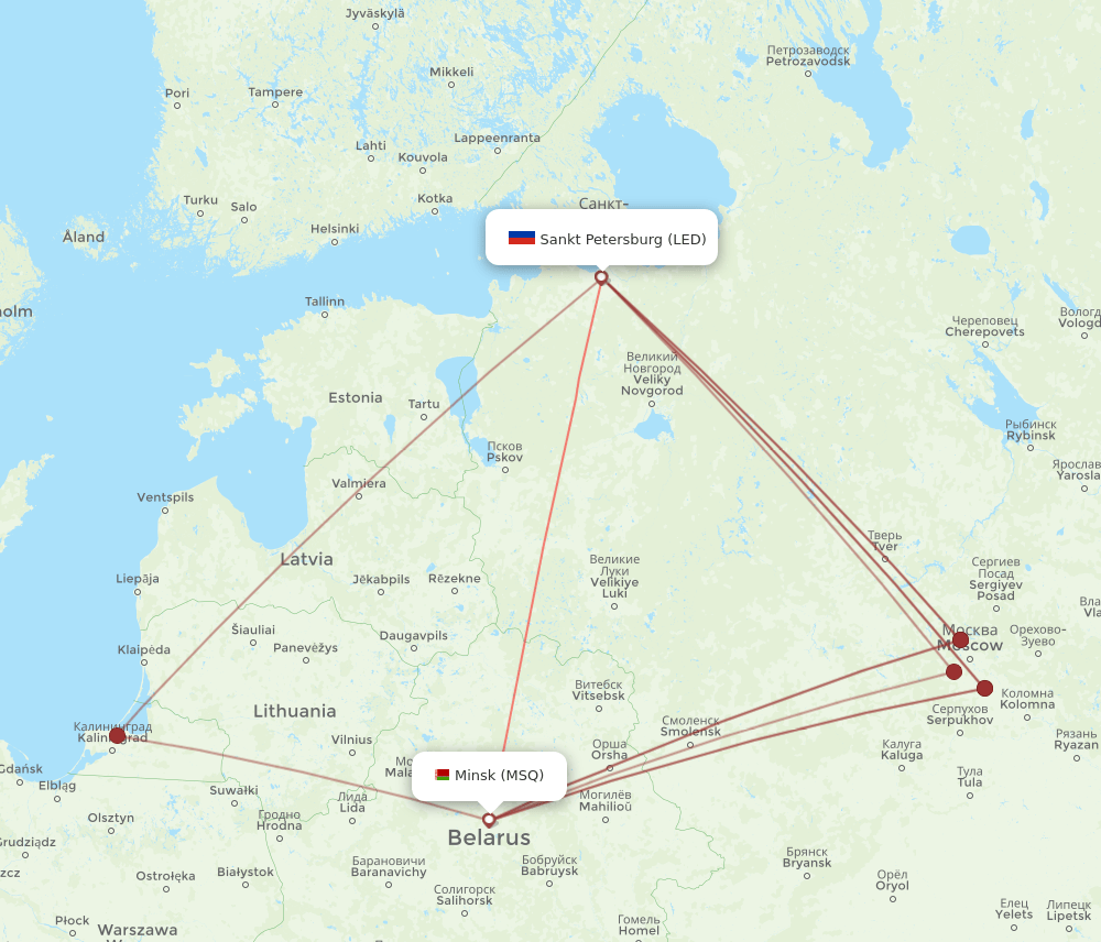 LED-MSQ flight routes
