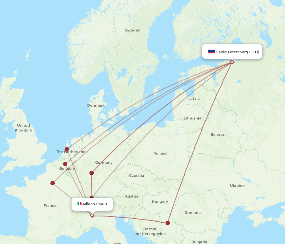 LED-MXP flight routes
