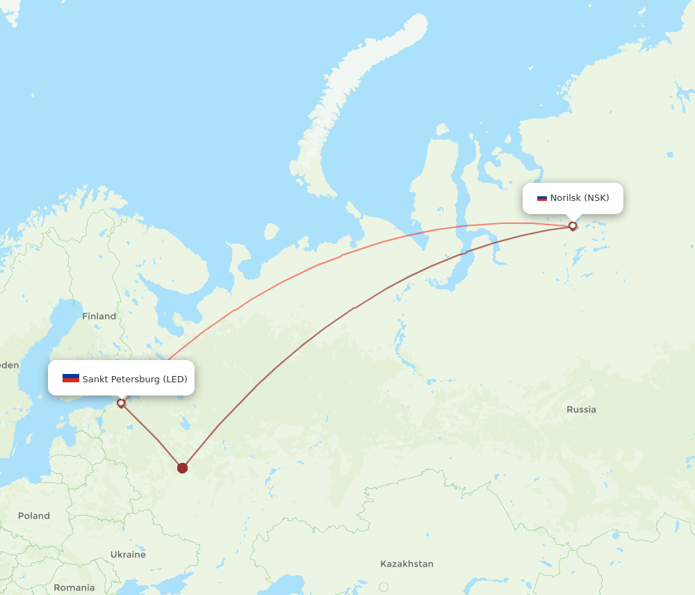 LED-NSK flight routes