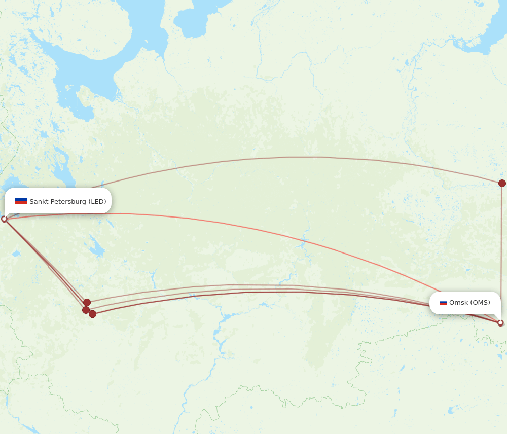 LED to OMS flights and routes map