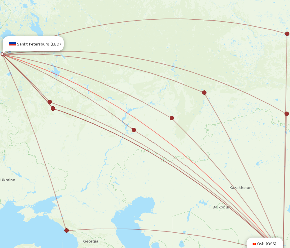 LED to OSS flights and routes map