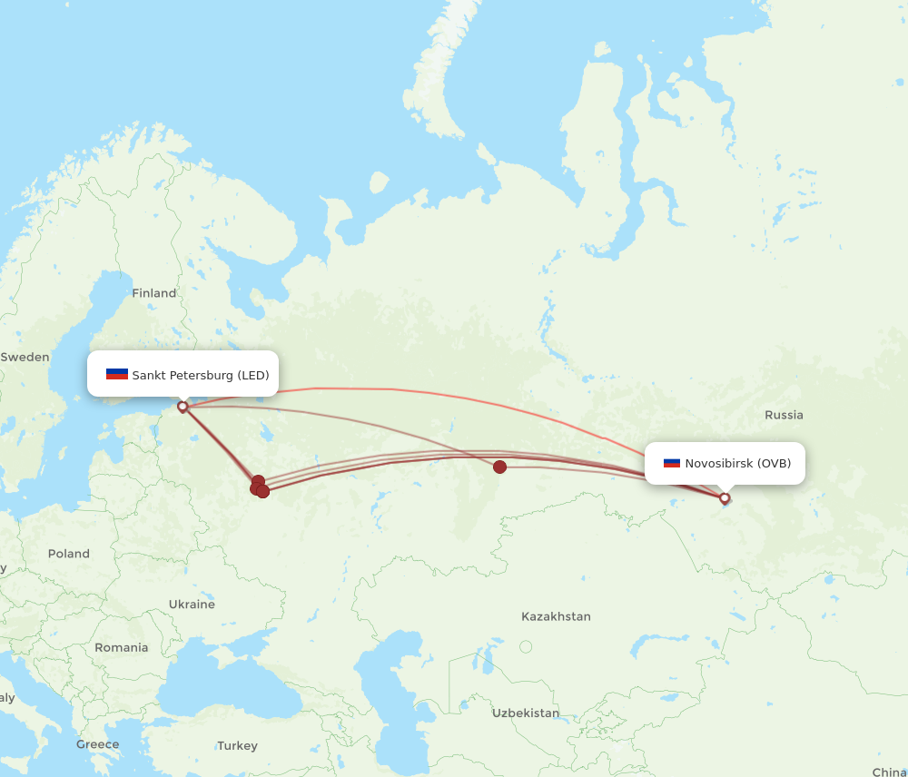 LED to OVB flights and routes map