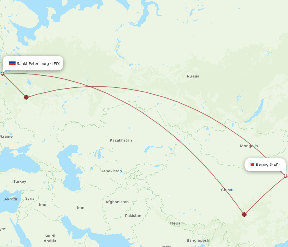 LED-PEK flight routes