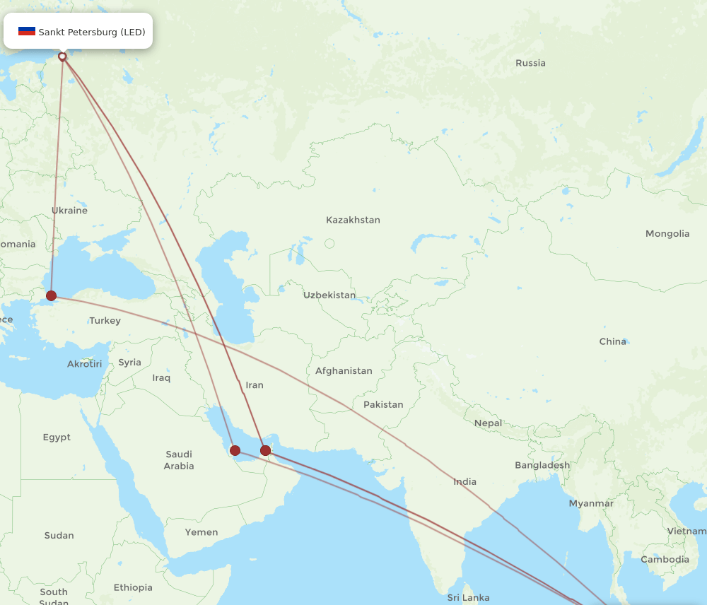 LED-SIN flight routes