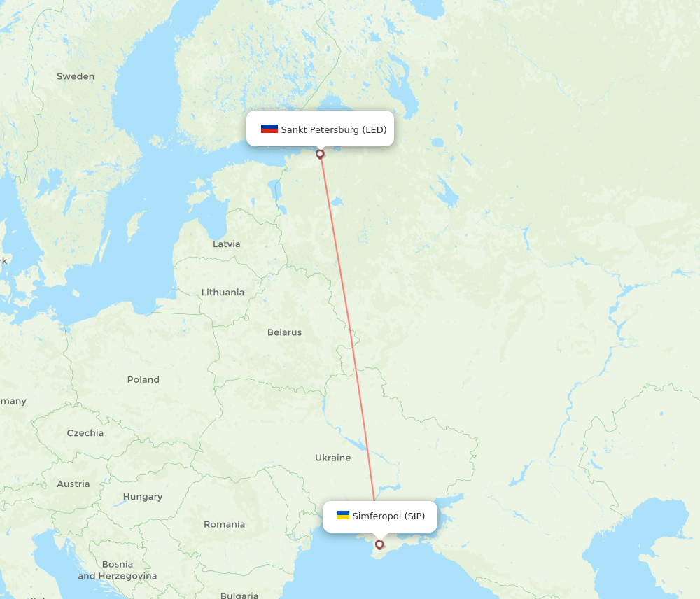 LED to SIP flights and routes map