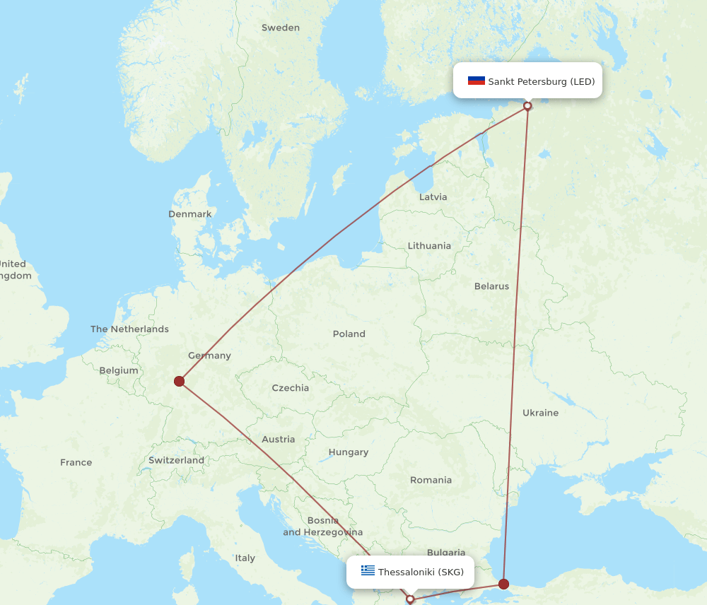LED-SKG flight routes