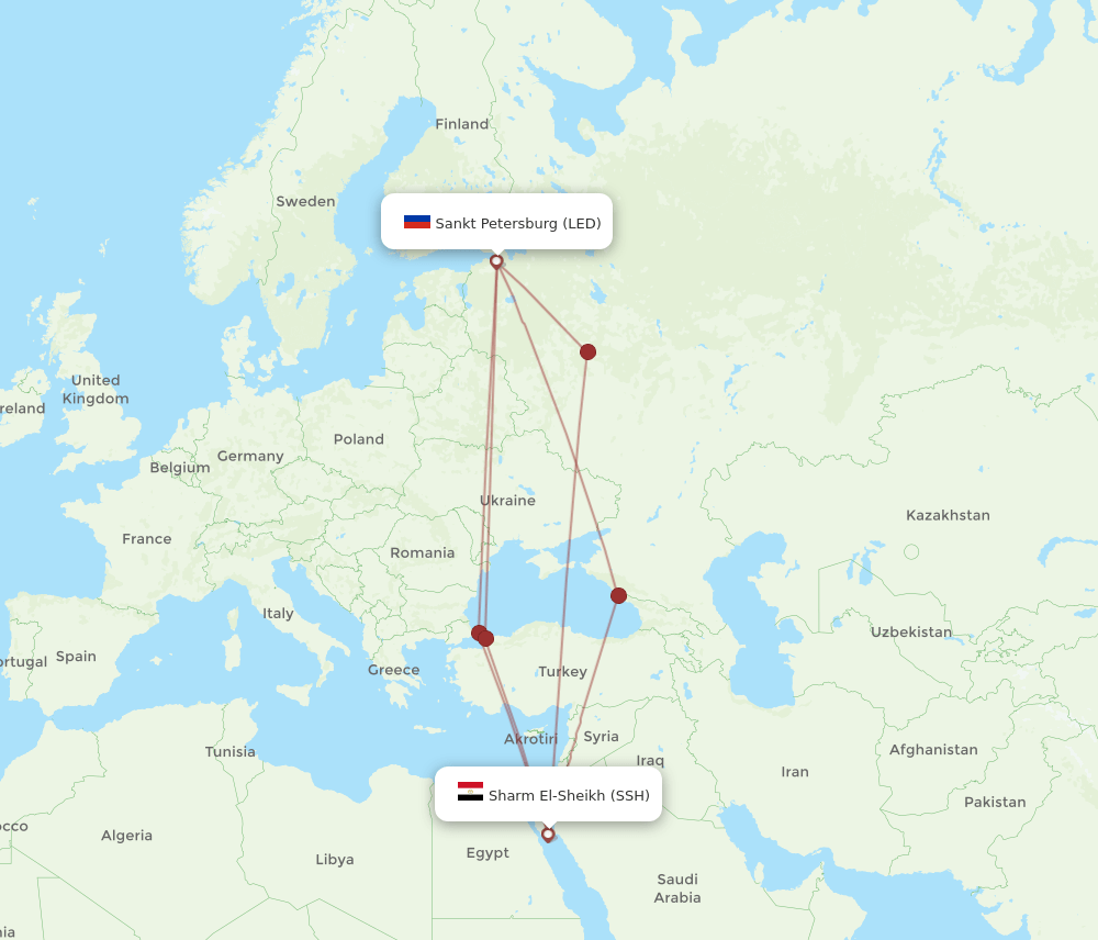 LED to SSH flights and routes map