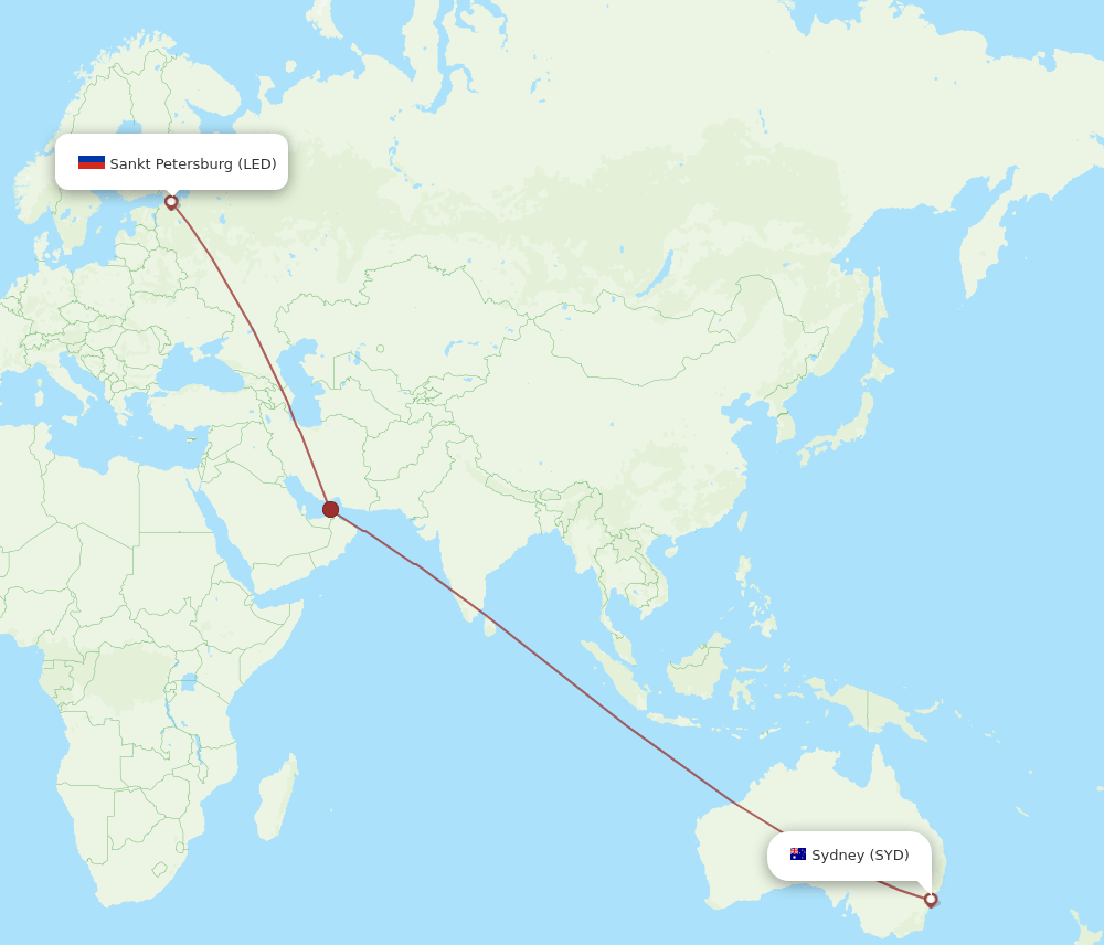 LED-SYD flight routes