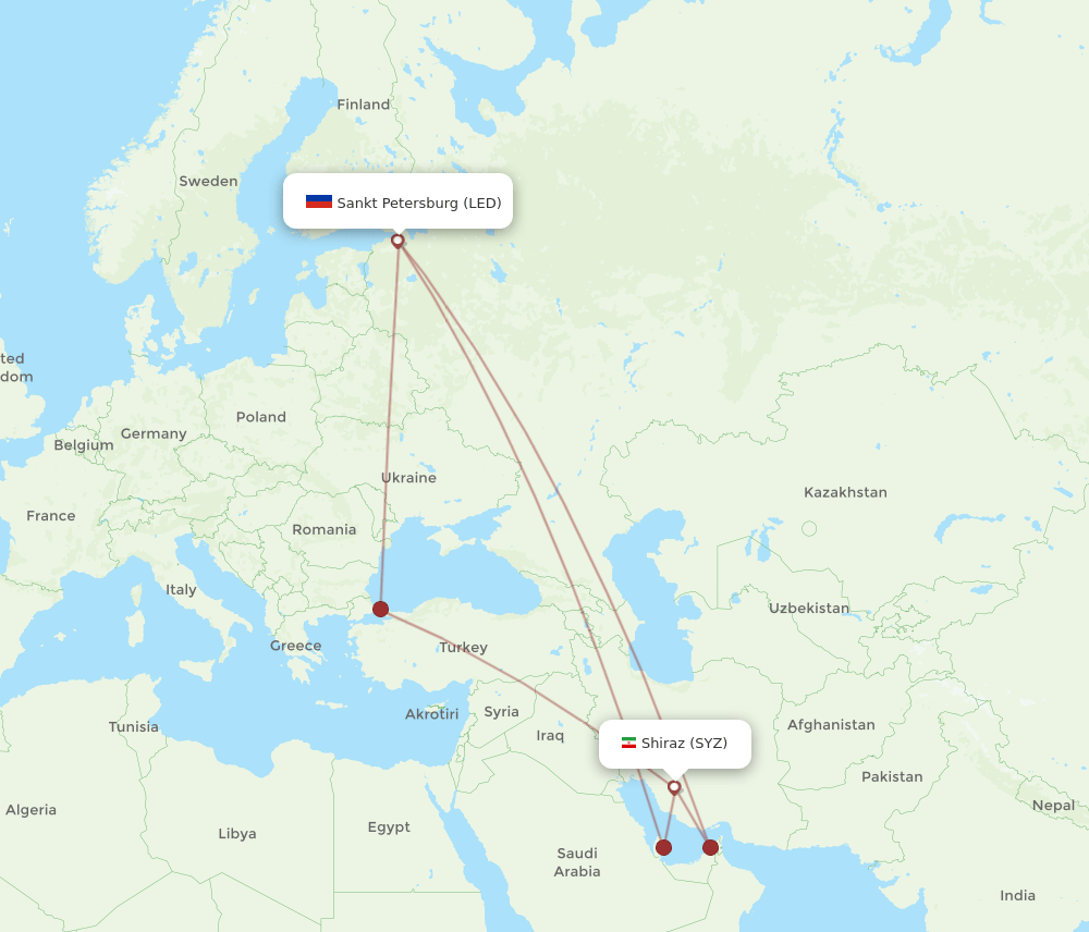 LED-SYZ flight routes