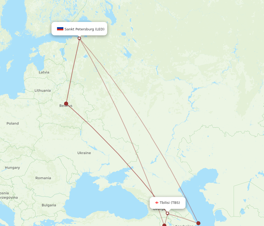 LED to TBS flights and routes map