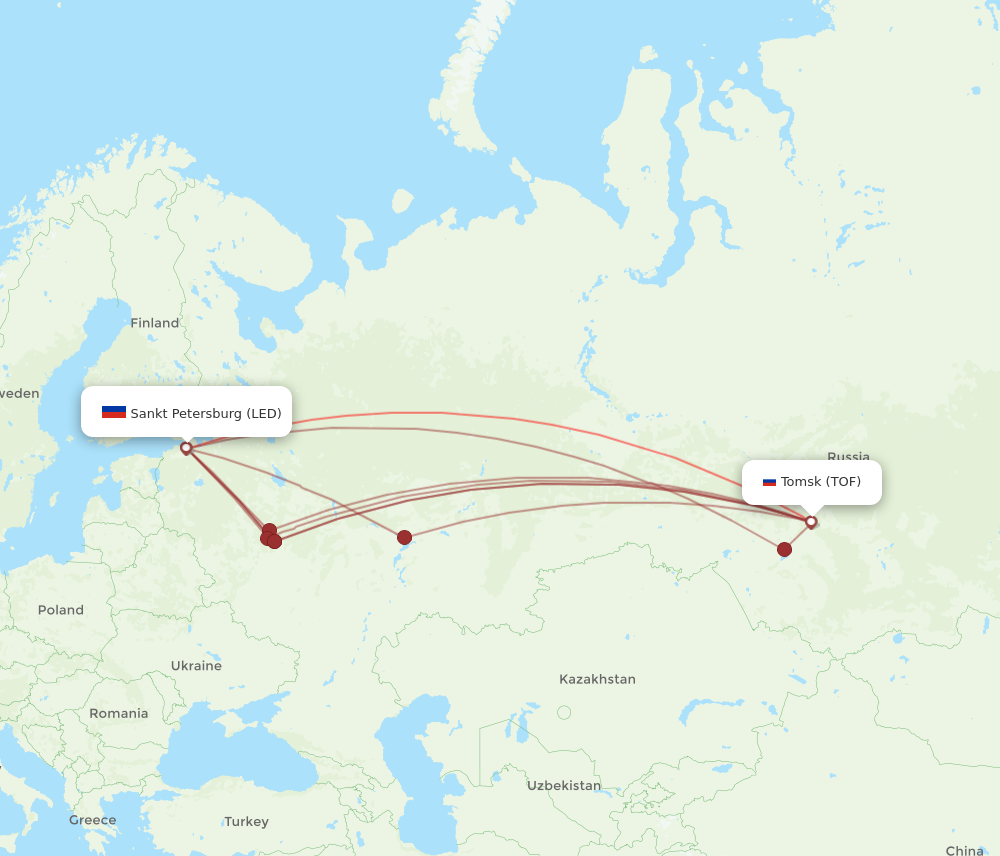 LED to TOF flights and routes map