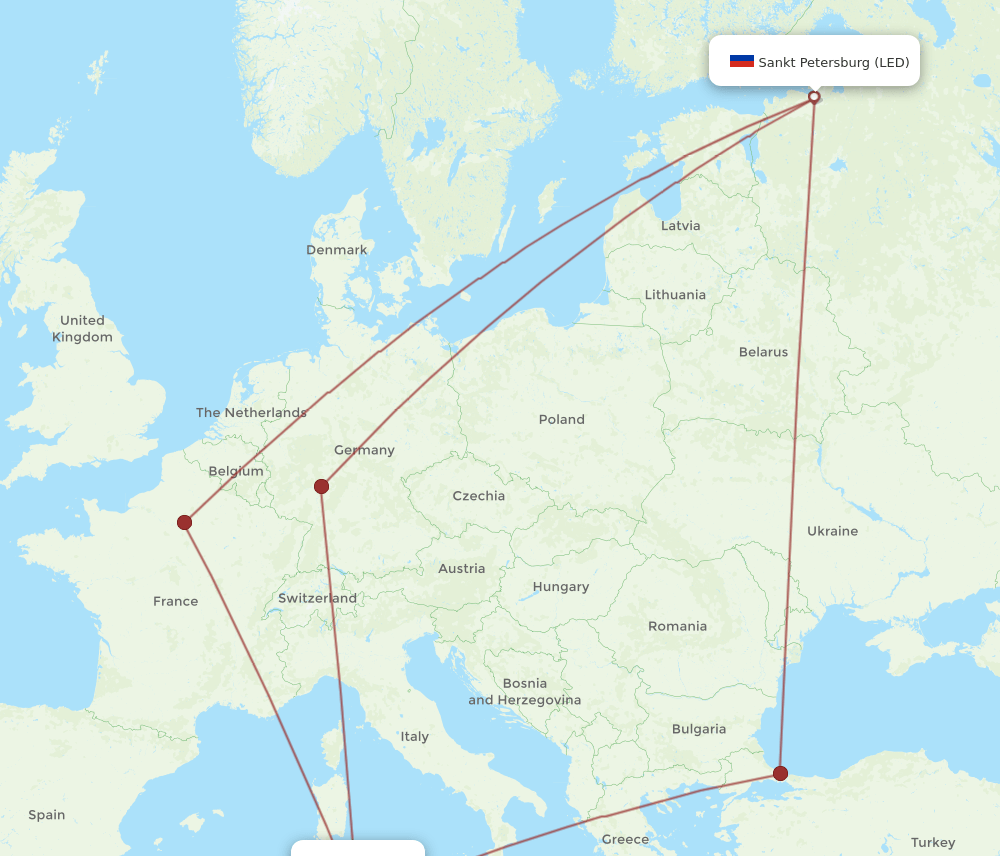 LED to TUN flights and routes map