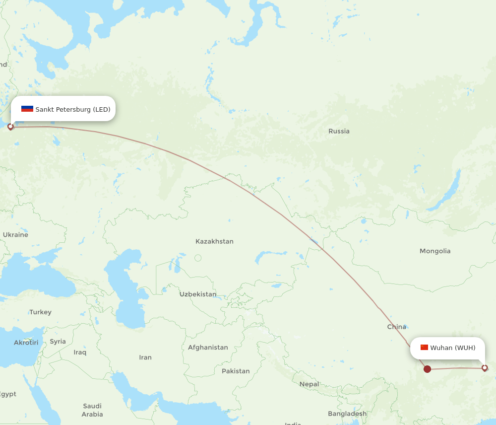 LED-WUH flight routes