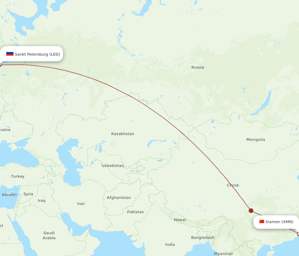 LED to XMN flights and routes map