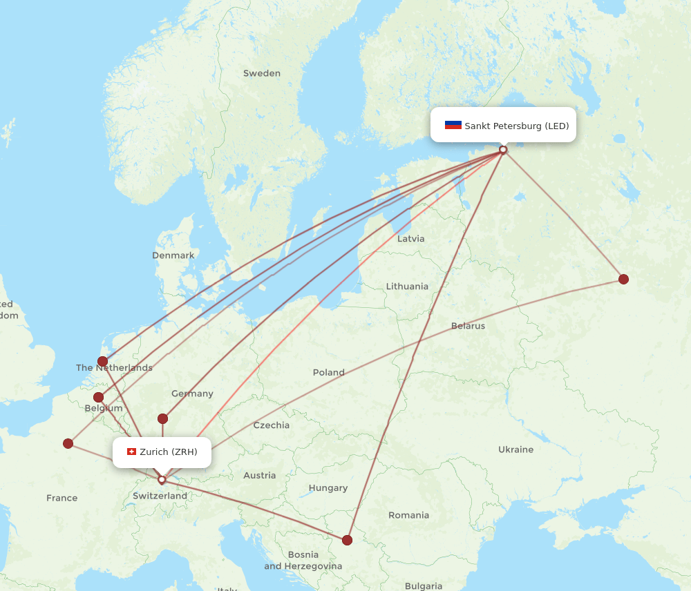 LED-ZRH flight routes