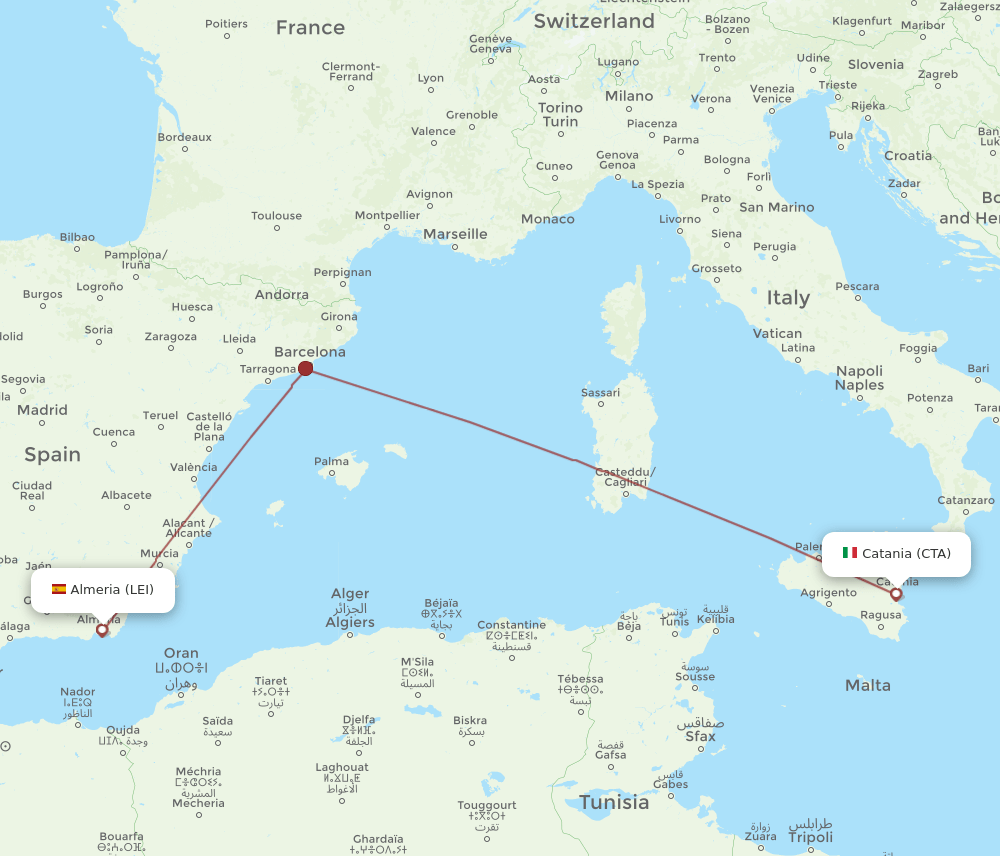 LEI-CTA flight routes