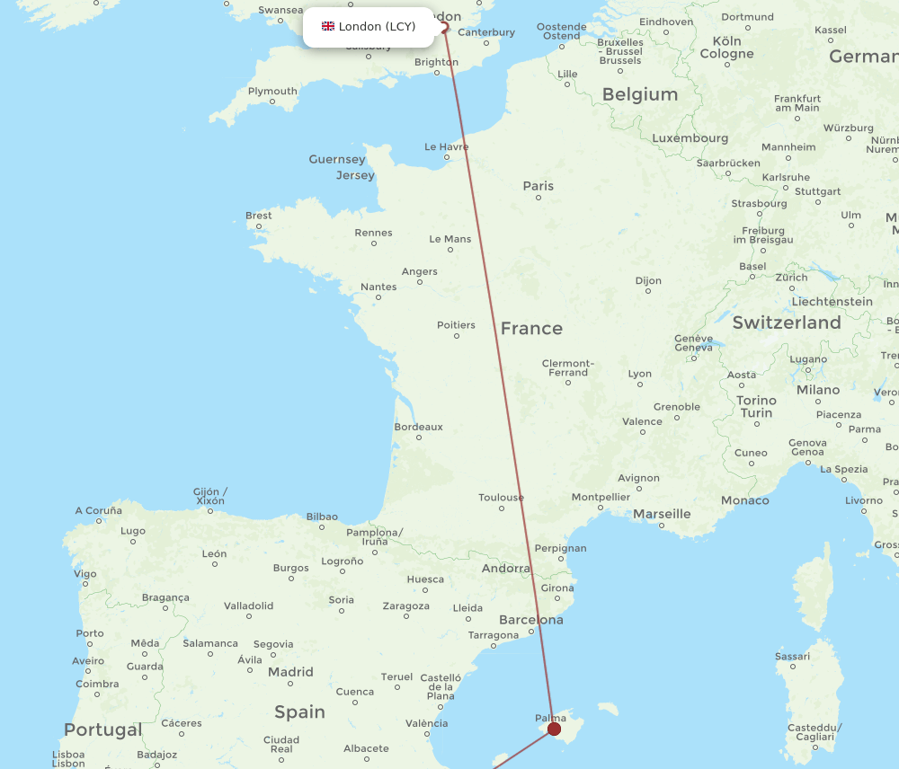 LEI-LCY flight routes