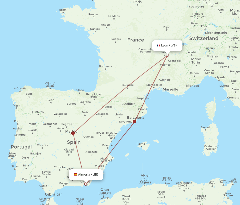 LEI-LYS flight routes