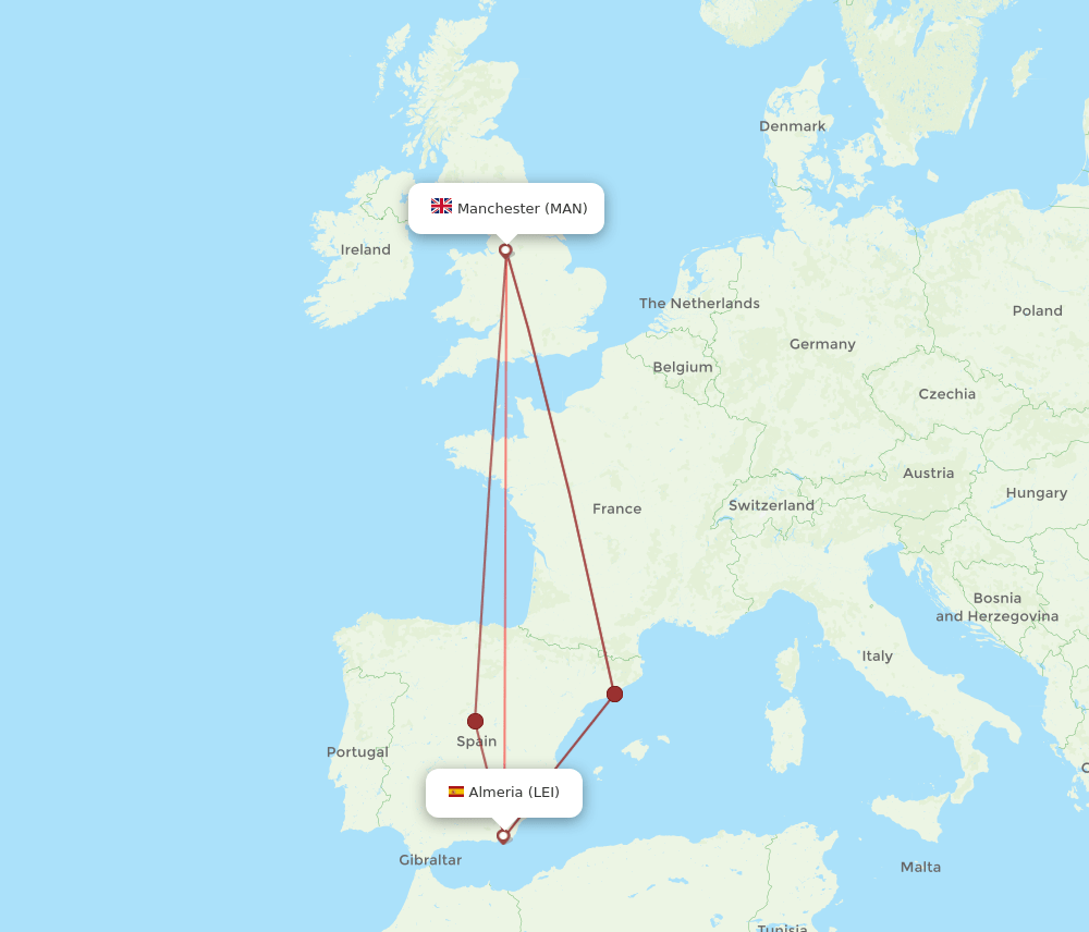 LEI-MAN flight routes