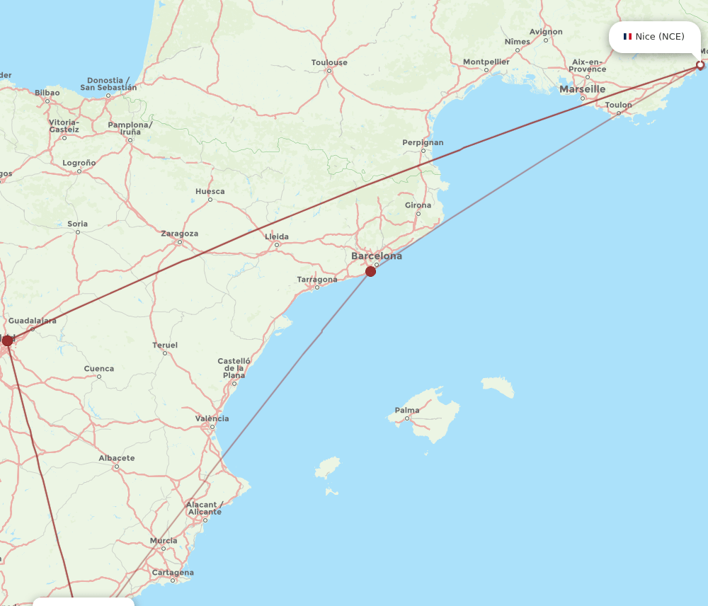 LEI-NCE flight routes