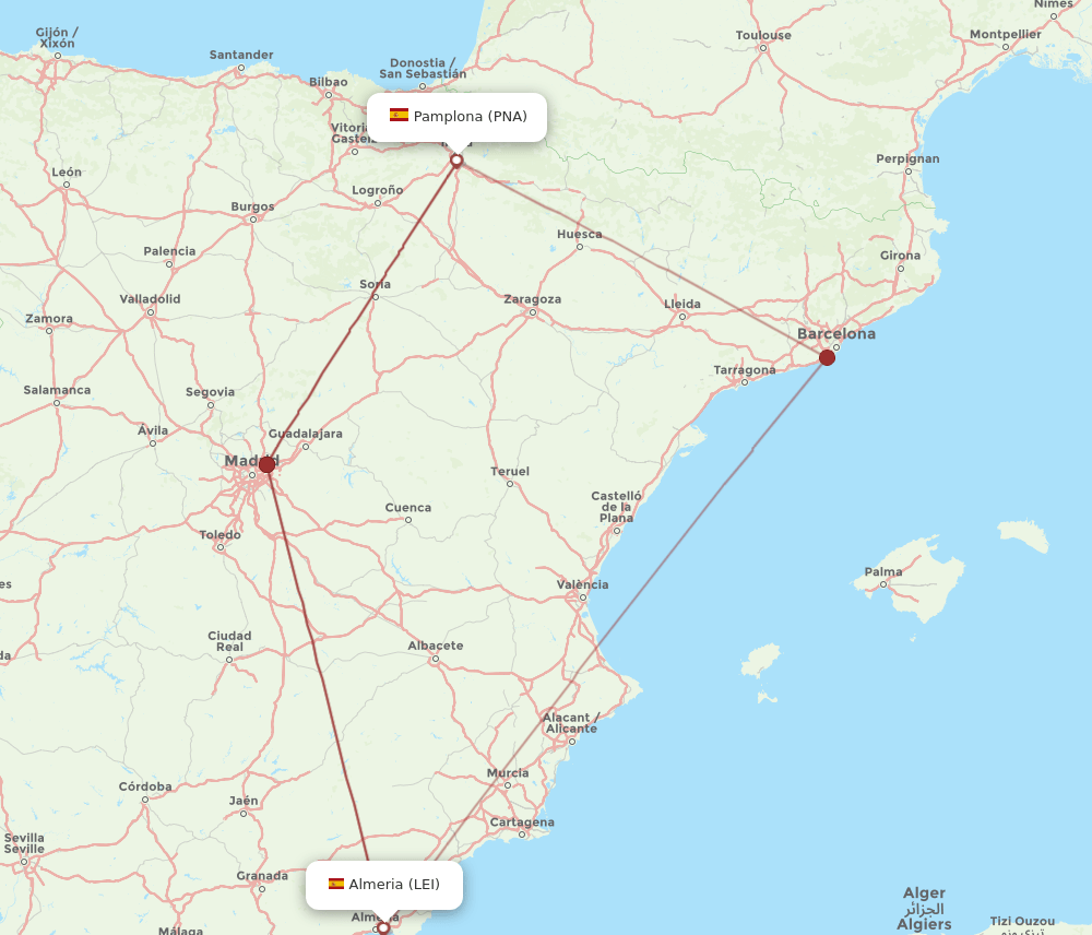 LEI-PNA flight routes