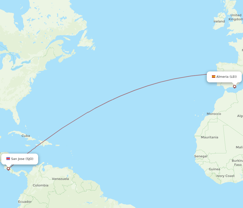 LEI-SJO flight routes