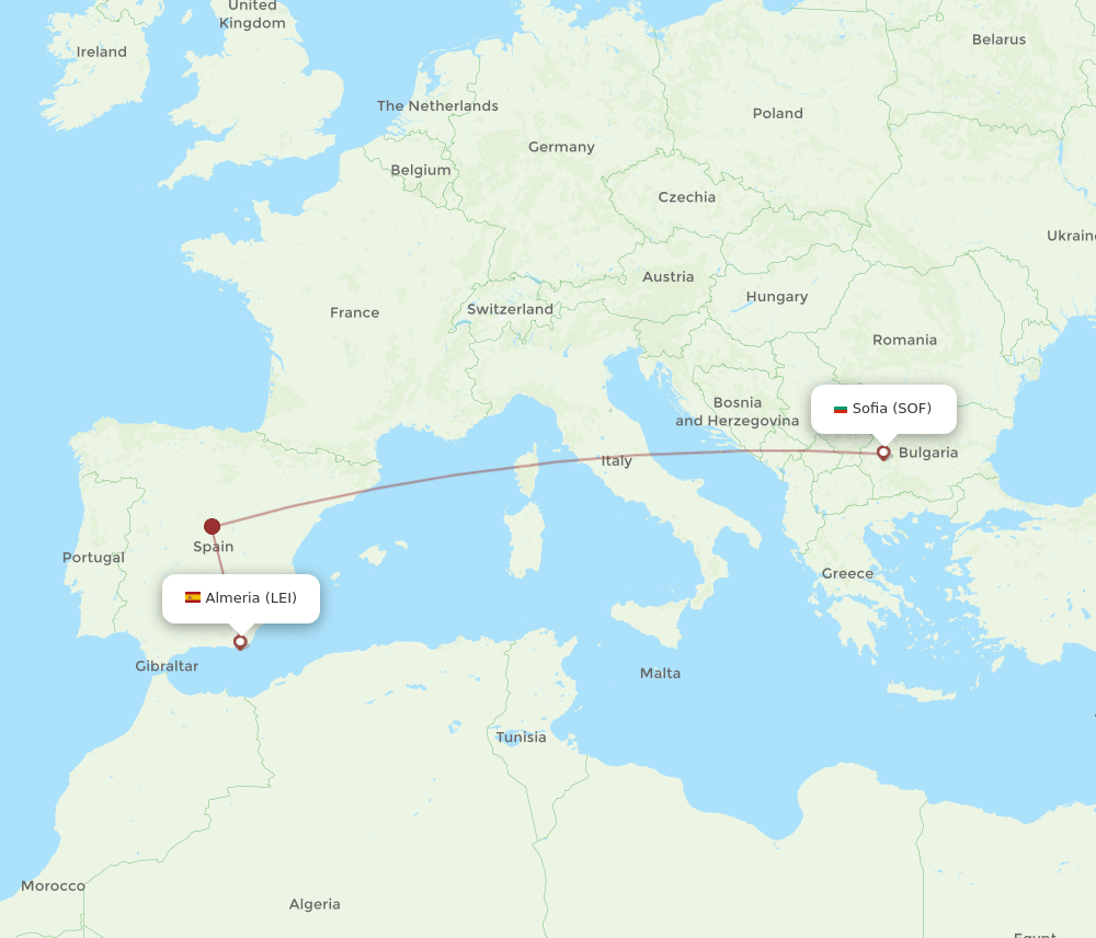 LEI-SOF flight routes