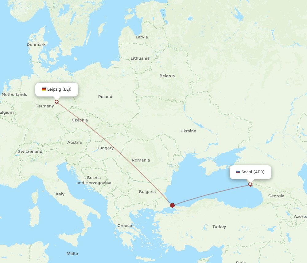 LEJ to AER flights and routes map