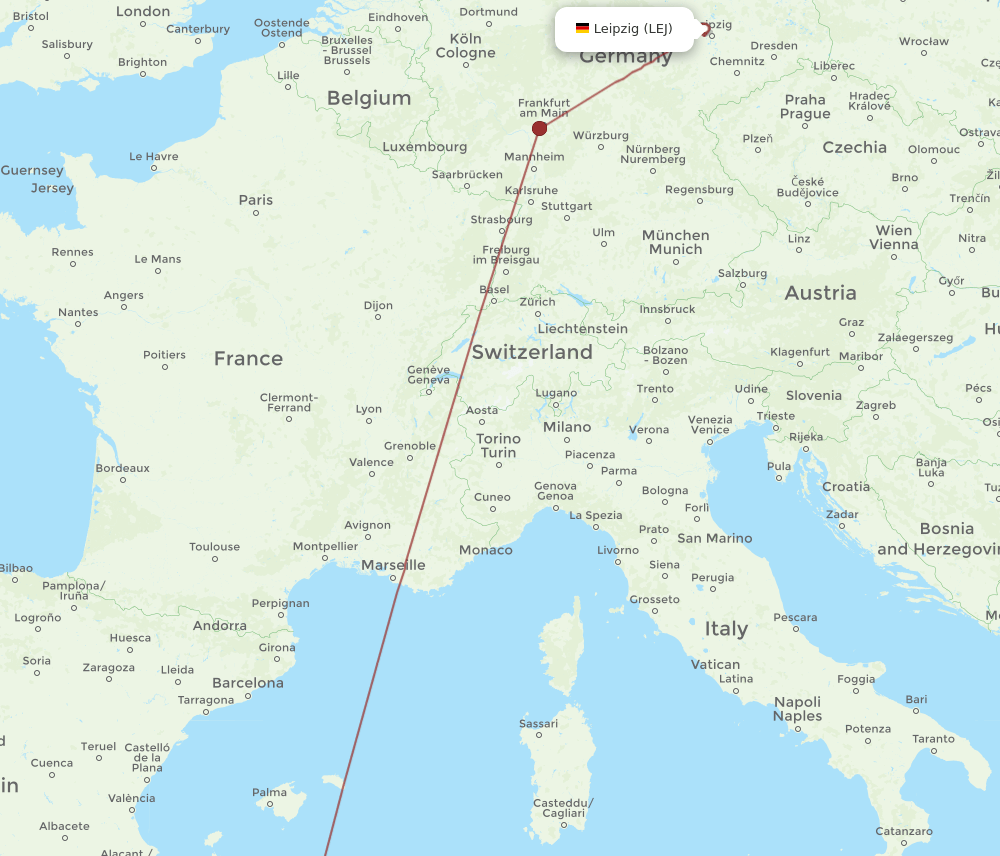 LEJ-ALG flight routes