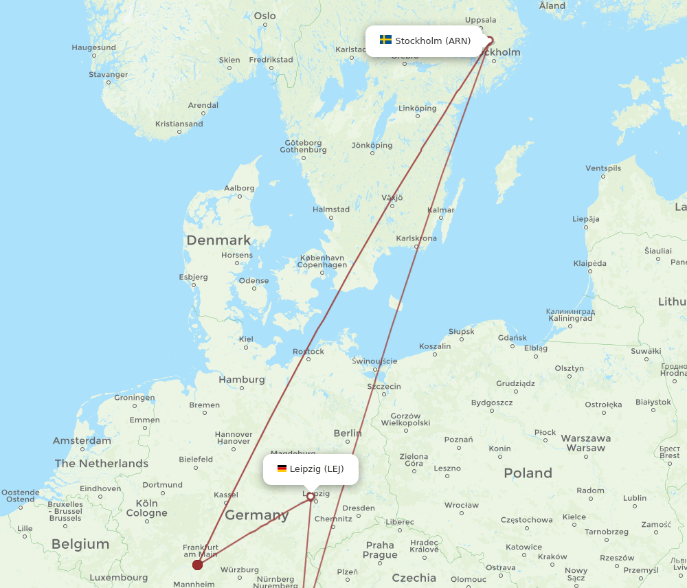 LEJ-ARN flight routes