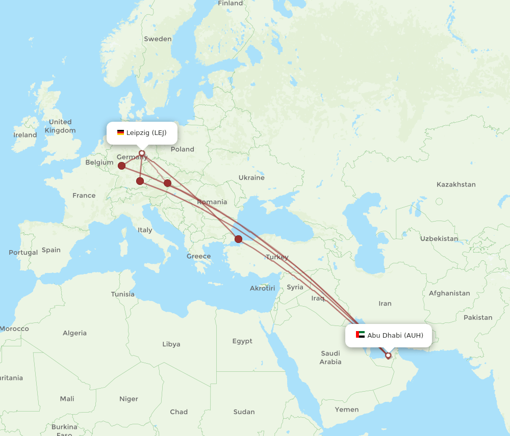 LEJ to AUH flights and routes map