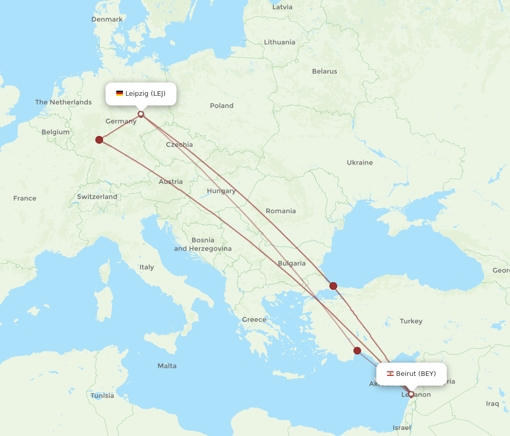 LEJ-BEY flight routes