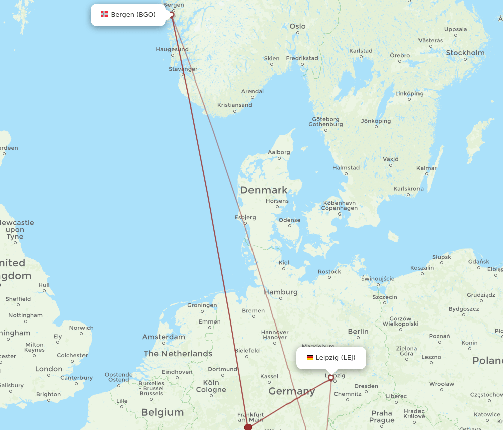 LEJ-BGO flight routes