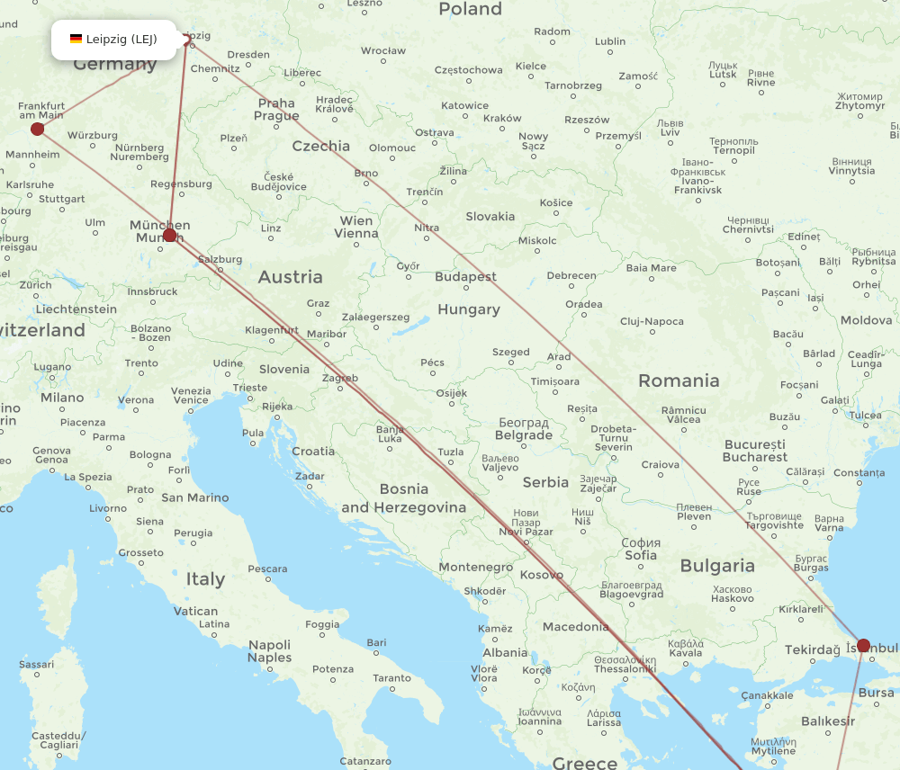 LEJ-BJV flight routes