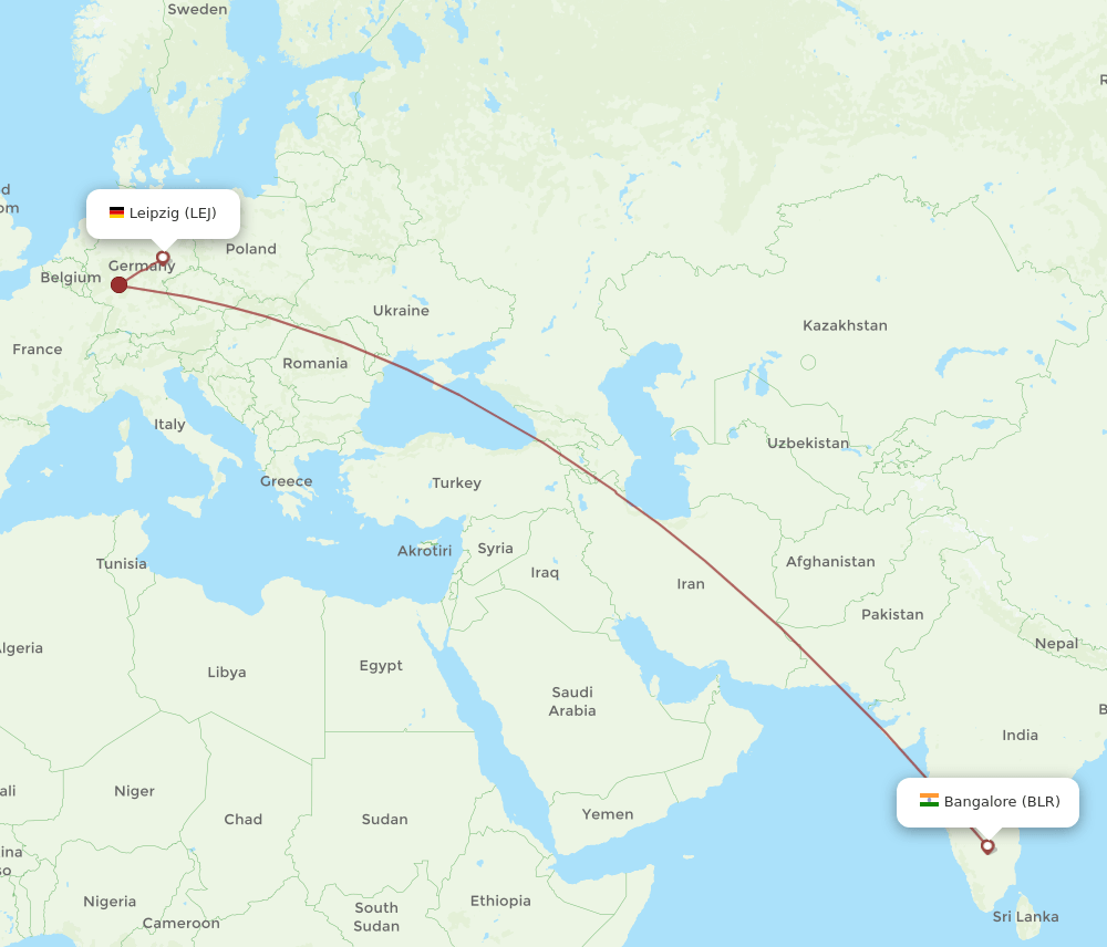 LEJ-BLR flight routes