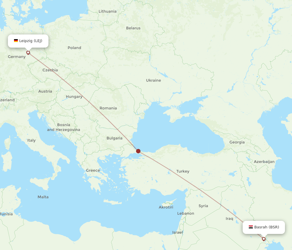 LEJ-BSR flight routes