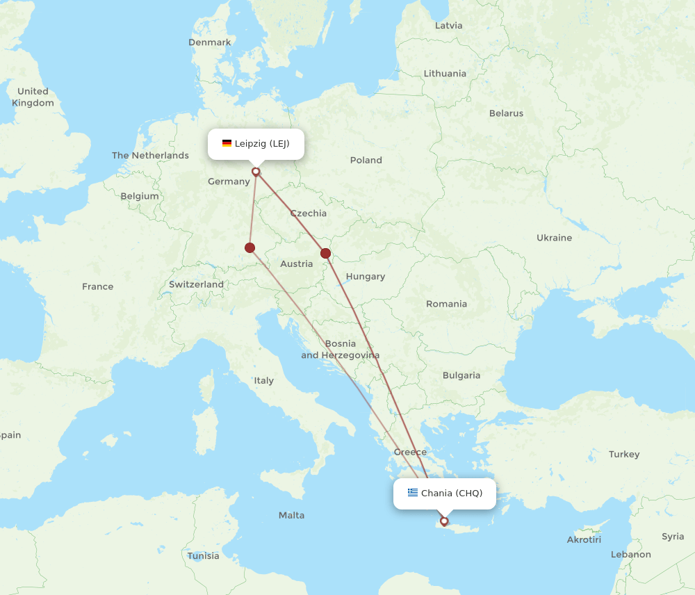 LEJ-CHQ flight routes