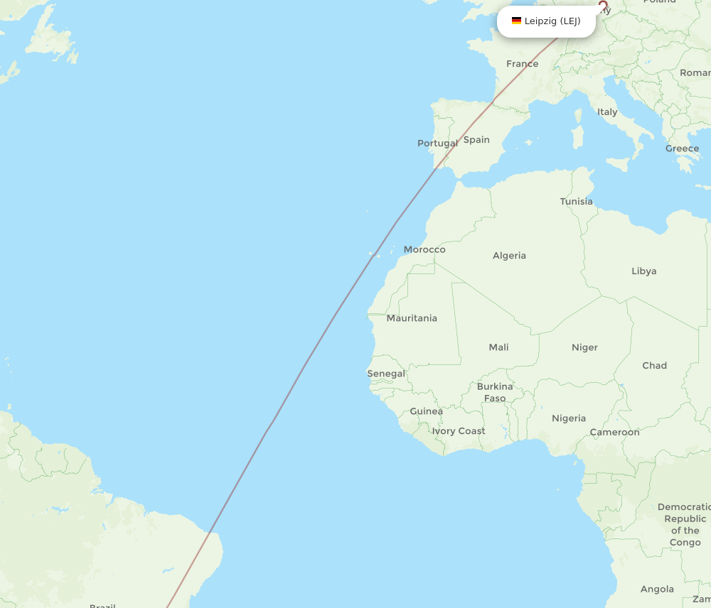 LEJ-CWB flight routes
