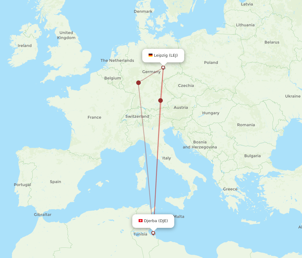LEJ-DJE flight routes