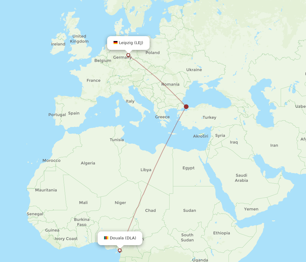 LEJ-DLA flight routes