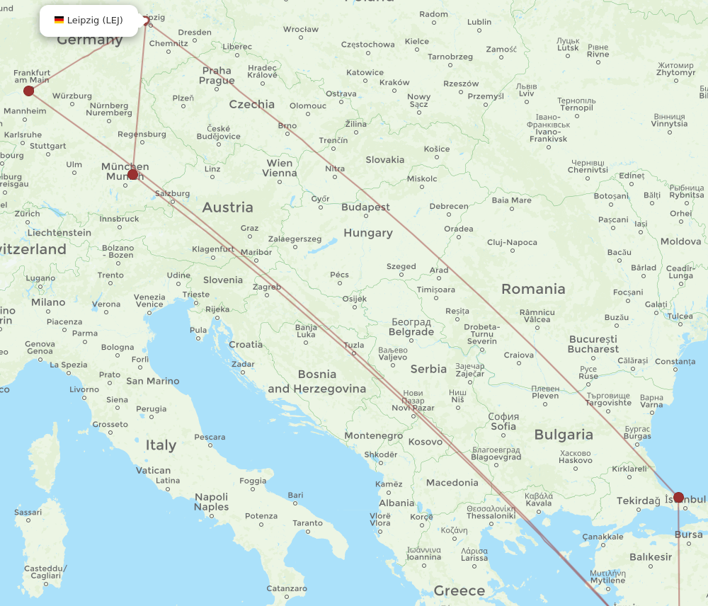 LEJ to DLM flights and routes map