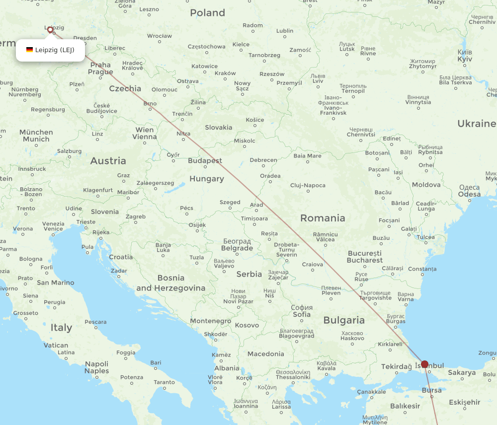 LEJ-DNZ flight routes