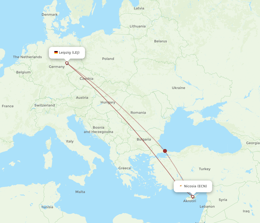 LEJ-ECN flight routes