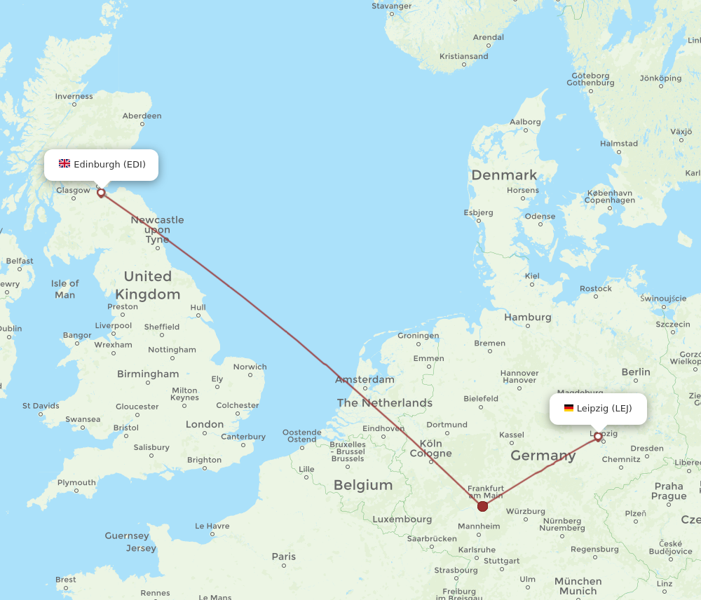 LEJ to EDI flights and routes map
